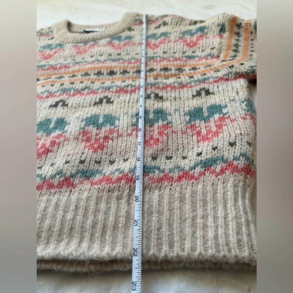 $425 CLOSED Alpaca Wool Jacquard Fair Isle Sweater Multicolor Ivory Size XS